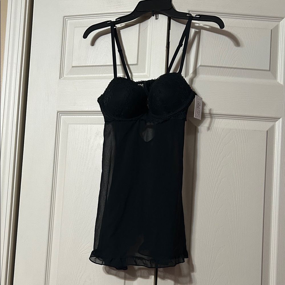Gilligan & O'Malley -Small - Black Sheer Babydoll Nightie
